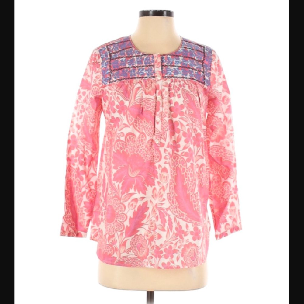 J.Crew Factory Store 3/4 Sleeve Print Shirt XS
